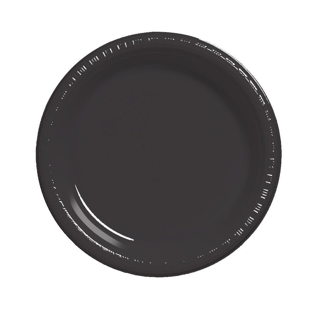 Creative Converting 10" Round Black Plastic Plates
