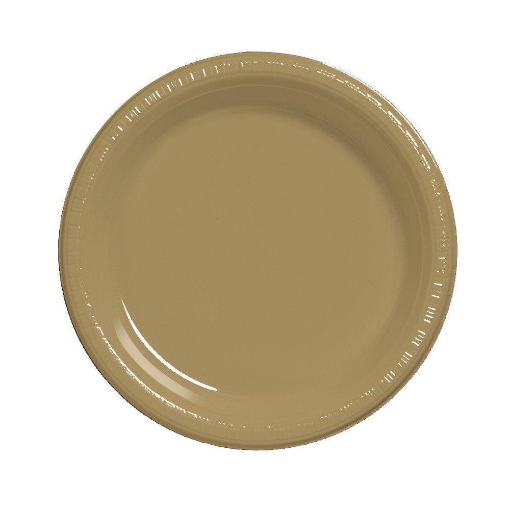 10" Round Gold Plastic Plates