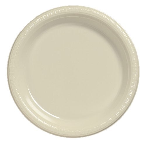 10" Round Ivory Plastic Plates