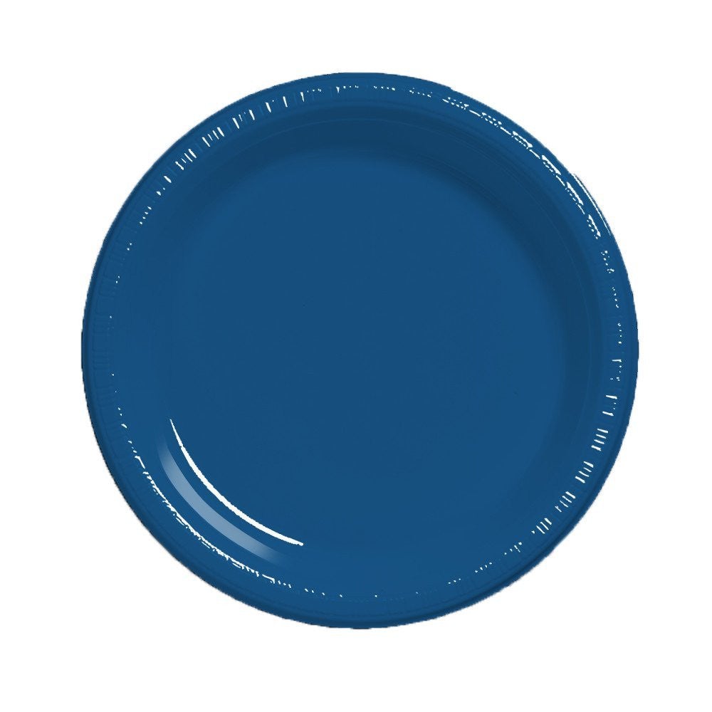10" Round Navy Blue Plastic Plates