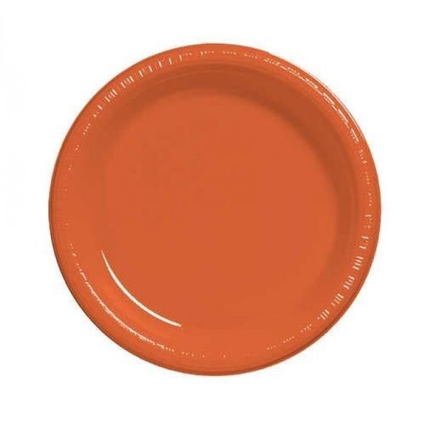 10" Round Sunkissed Orange Plastic Plates