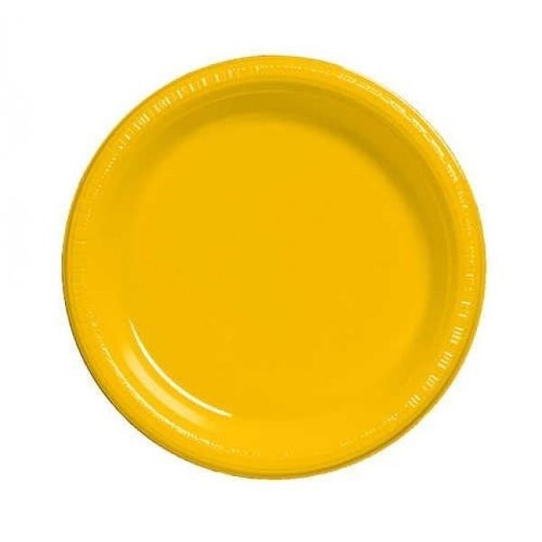 Creative Converting 10" Round School Bus Yellow Plastic Plates