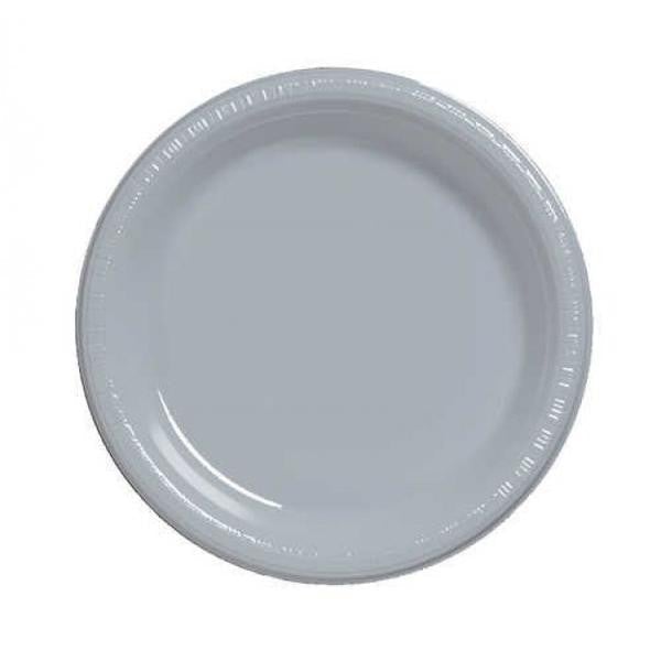 10" Round Silver Plastic Plates