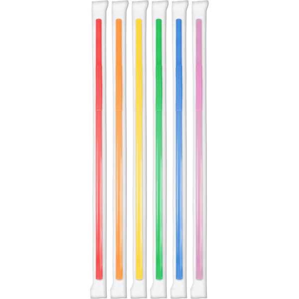 10" Wrapped Kurly Neon StrawsShopAtDean