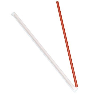 10.25" Red Giant Straws – Individually Wrapped Plastic Straws