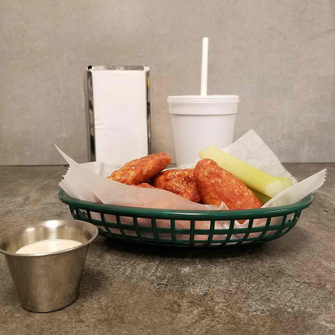 Tablecraft 1074FG 9" Oval Forest Green Plastic Basket