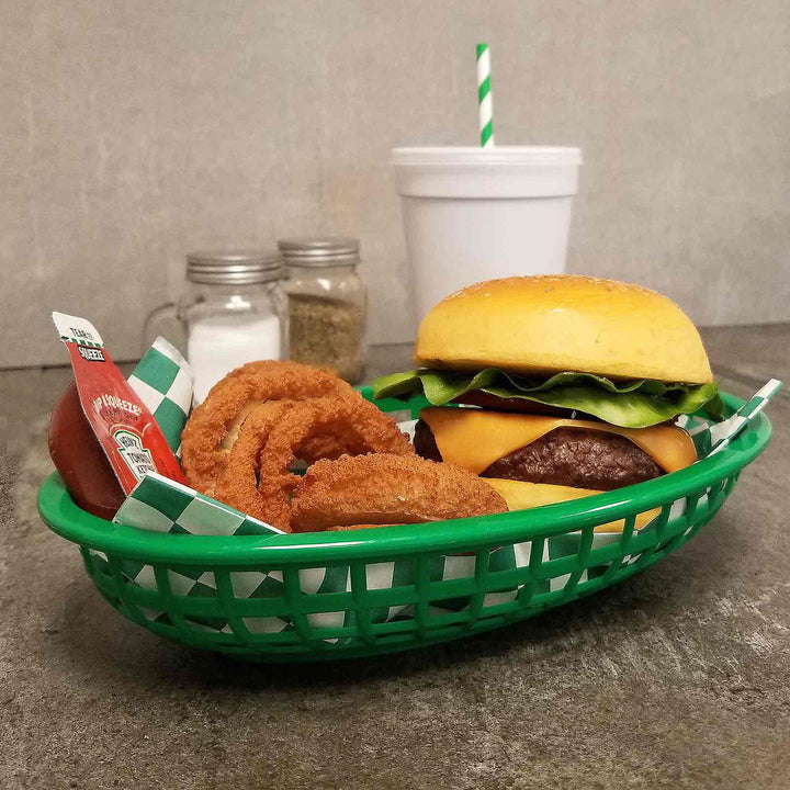 Tablecraft 1074G 9" Oval Green Plastic Basket