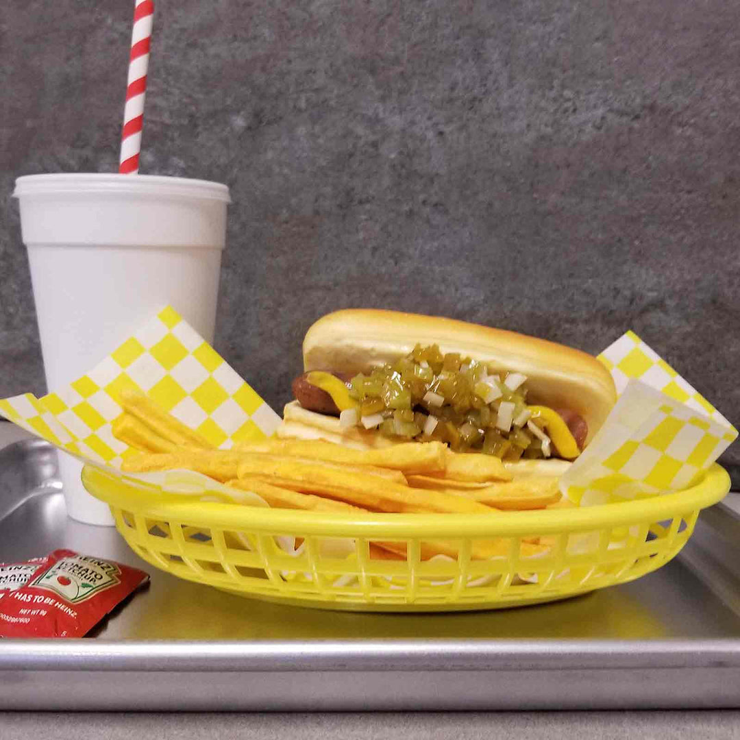 Tablecraft 1074Y 9" Oval Yellow Plastic Basket