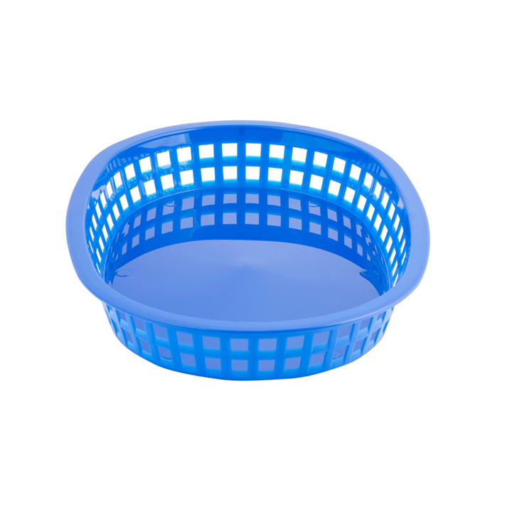 Tablecraft 1076BL 10" Oval Blue Plastic Basket