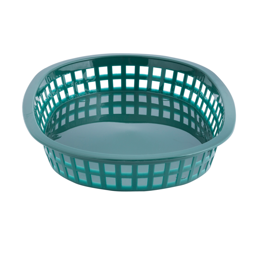 Tablecraft 1076FG 10" Oval Forest Green Plastic Basket
