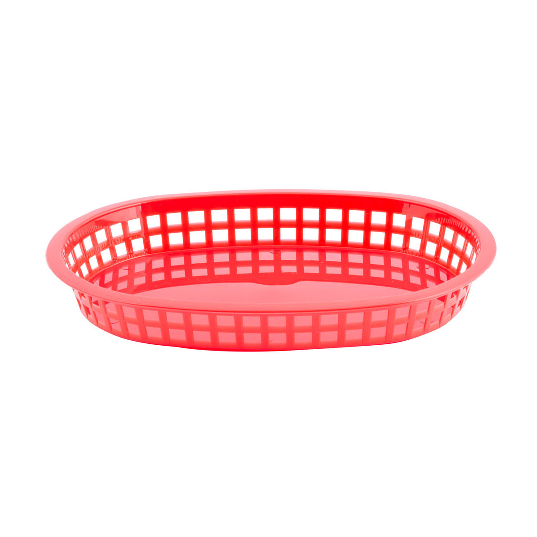 Tablecraft 1076R 10" Oval Red Plastic Basket
