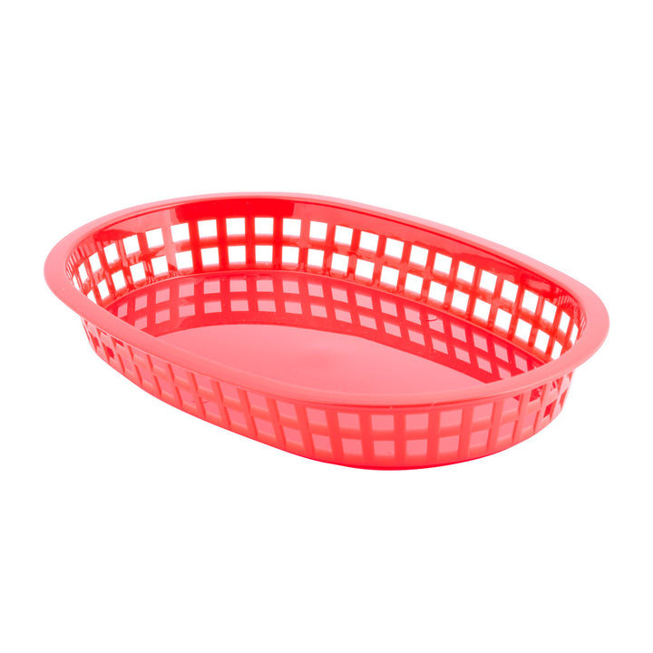 Tablecraft 1076R 10" Oval Red Plastic Basket