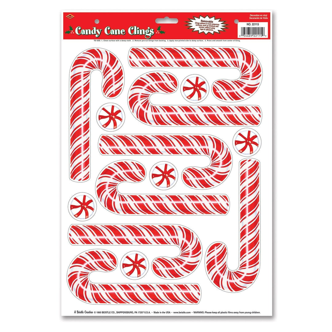 Beistle 12" X 17" Candy Cane Window Clings