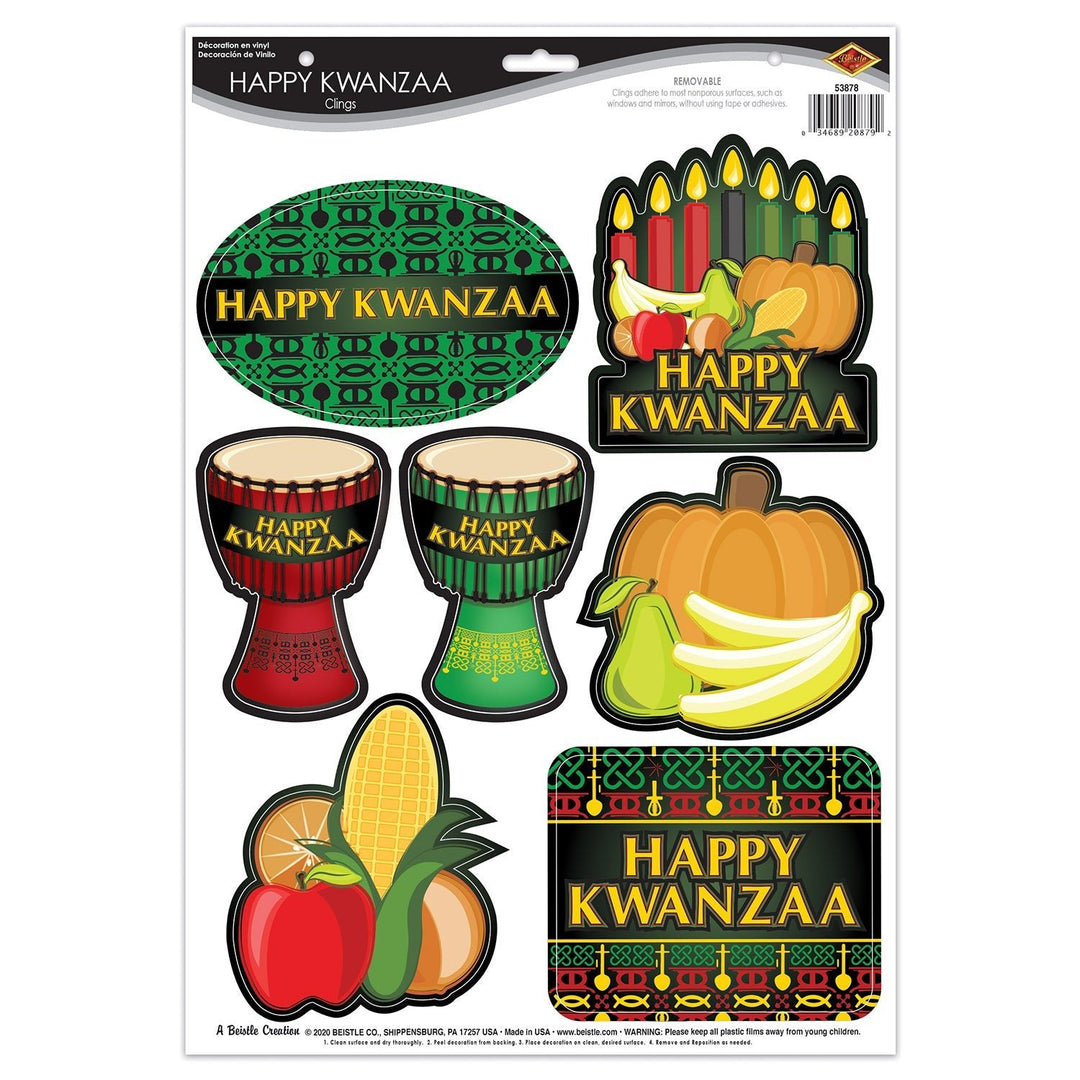 Beistle 12" X 17" Happy Kwanzaa Window Clings