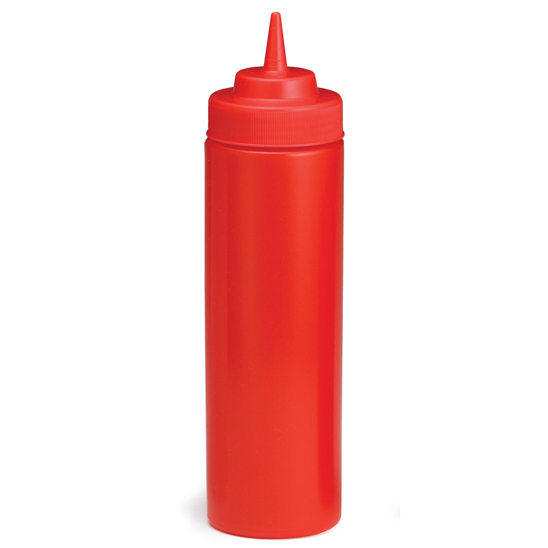 Tablecraft 12463K 24 Oz Wide Mouth Red Squeeze Bottle