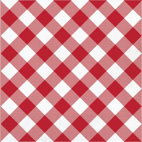 13" X 13" Red Gingham Luncheon Napkins