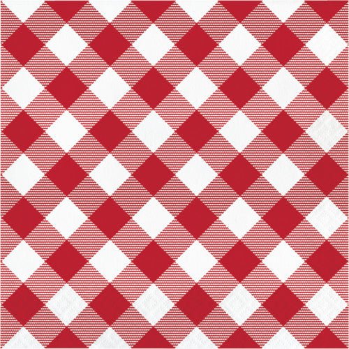 Creative Converting 13" X 13" Red Gingham Luncheon Napkins
