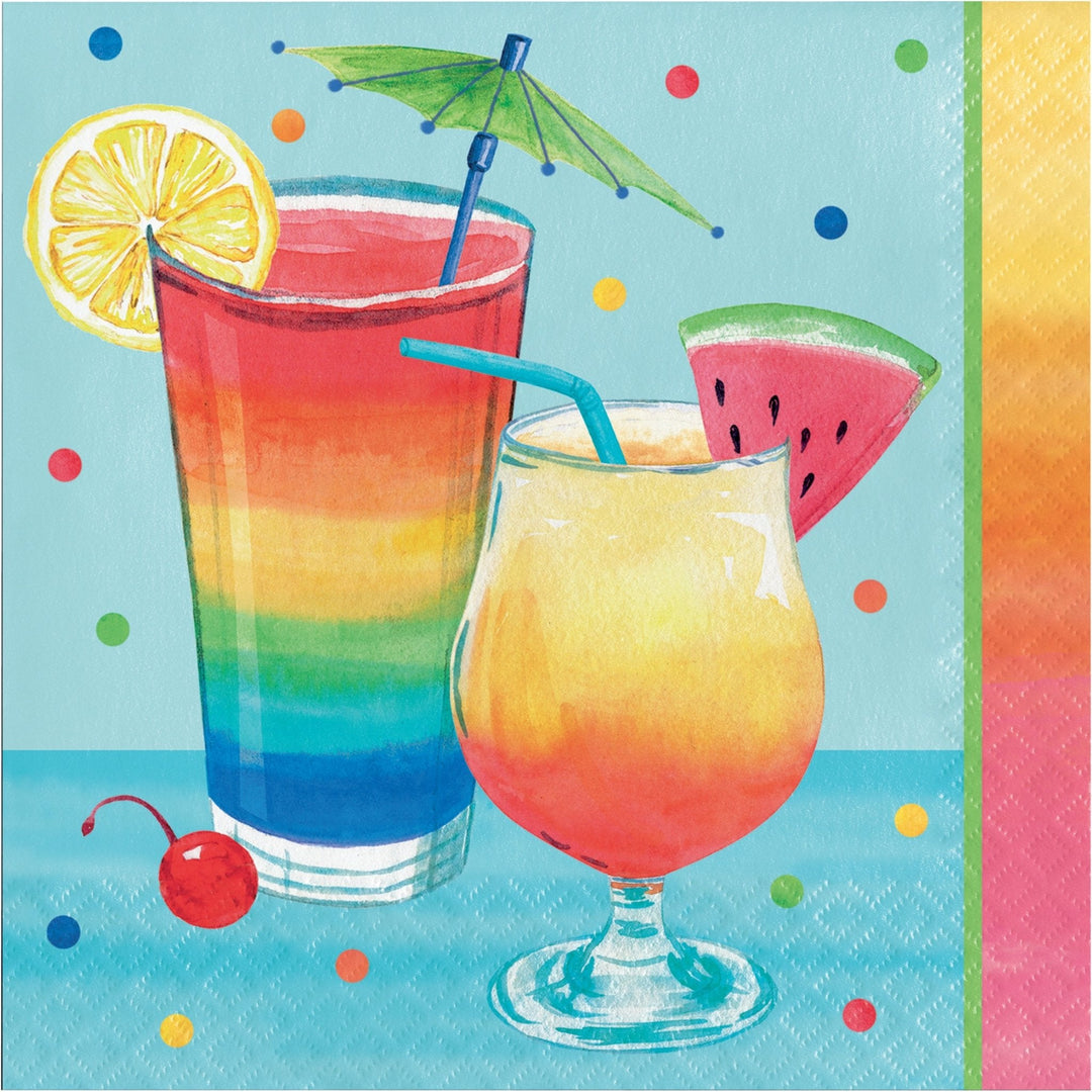 Creative Converting 13" X 13" Summer Cocktails Luncheon Napkins