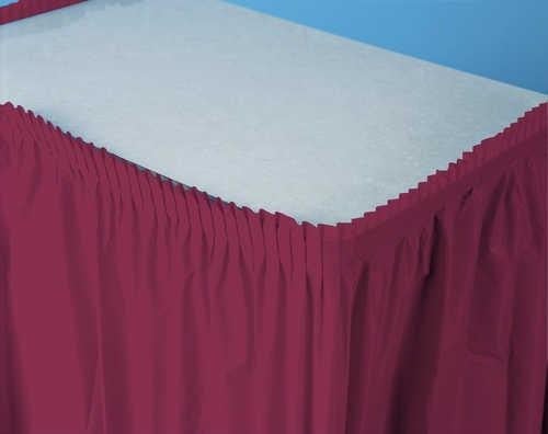 Creative Converting 14' X 29" Burgundy Plastic Table Skirts