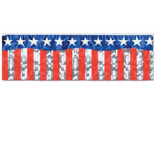 14" X 4' Metallic Stars & Stripes Fringe Banner (55500)