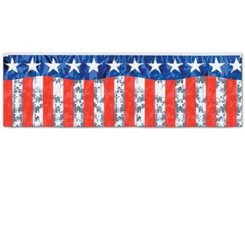 Beistle 14" X 4' Metallic Stars & Stripes Fringe Banner (55500)