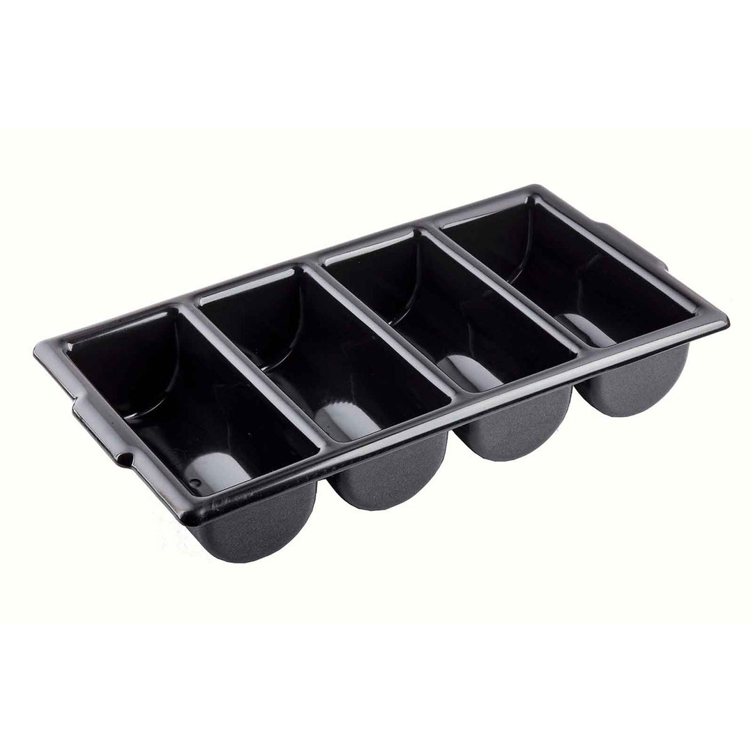 Tablecraft 1524B 4-Compartment Black Cutlery Box