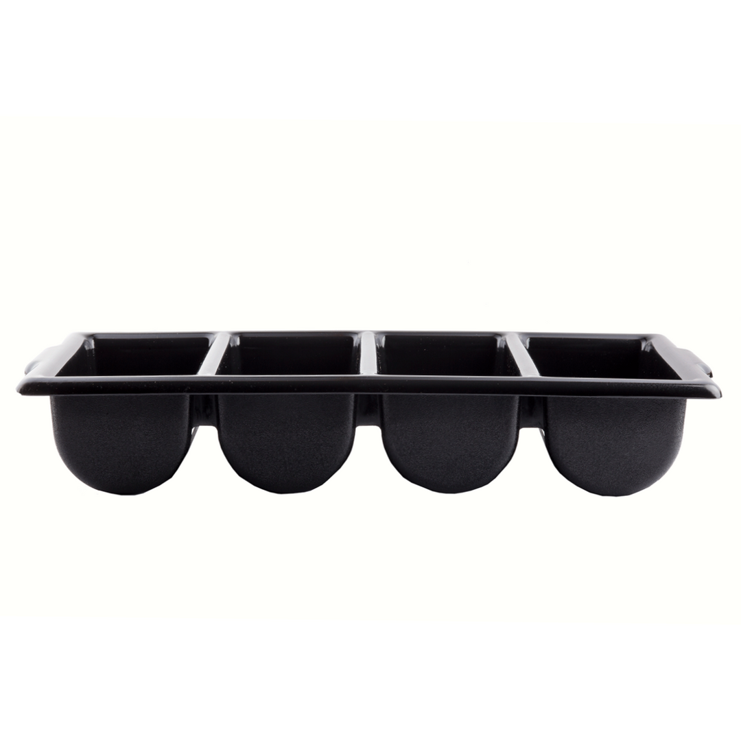 Tablecraft 1524B 4-Compartment Black Cutlery Box