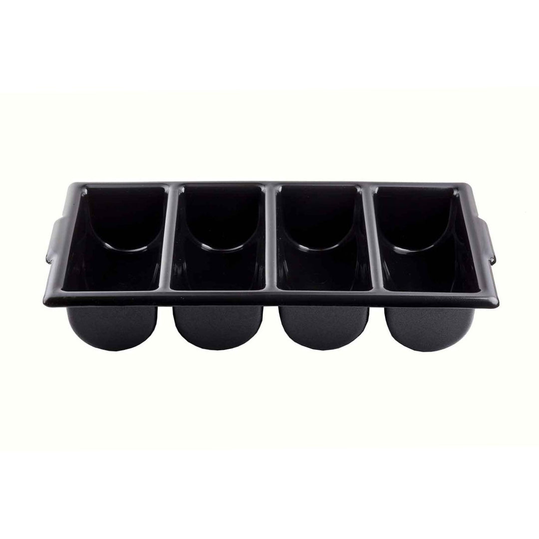 Tablecraft 1524B 4-Compartment Black Cutlery Box