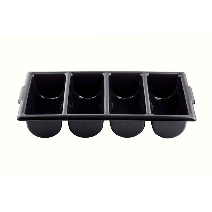 Tablecraft 1524B 4-Compartment Black Cutlery Box