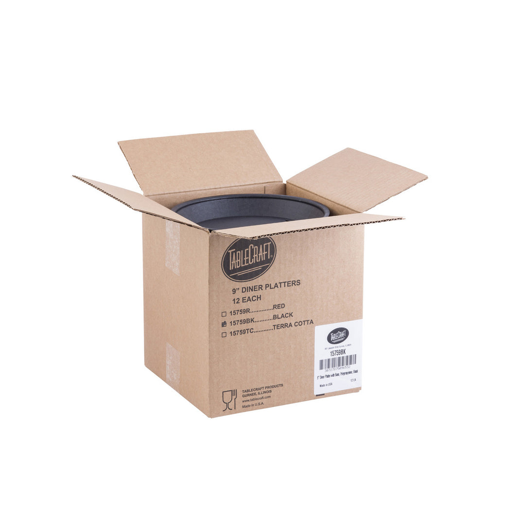 Tablecraft 15759BK Black Round Platter w/Base