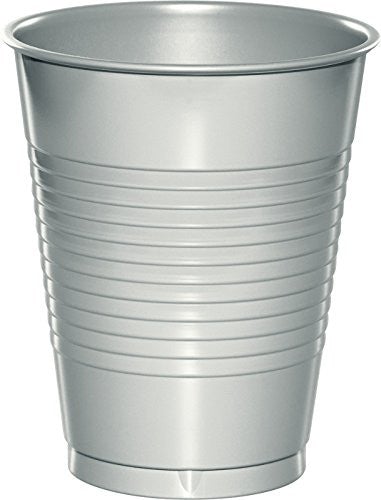 Creative Converting 16 Oz Shimmering Silver Disposable Plastic Cups