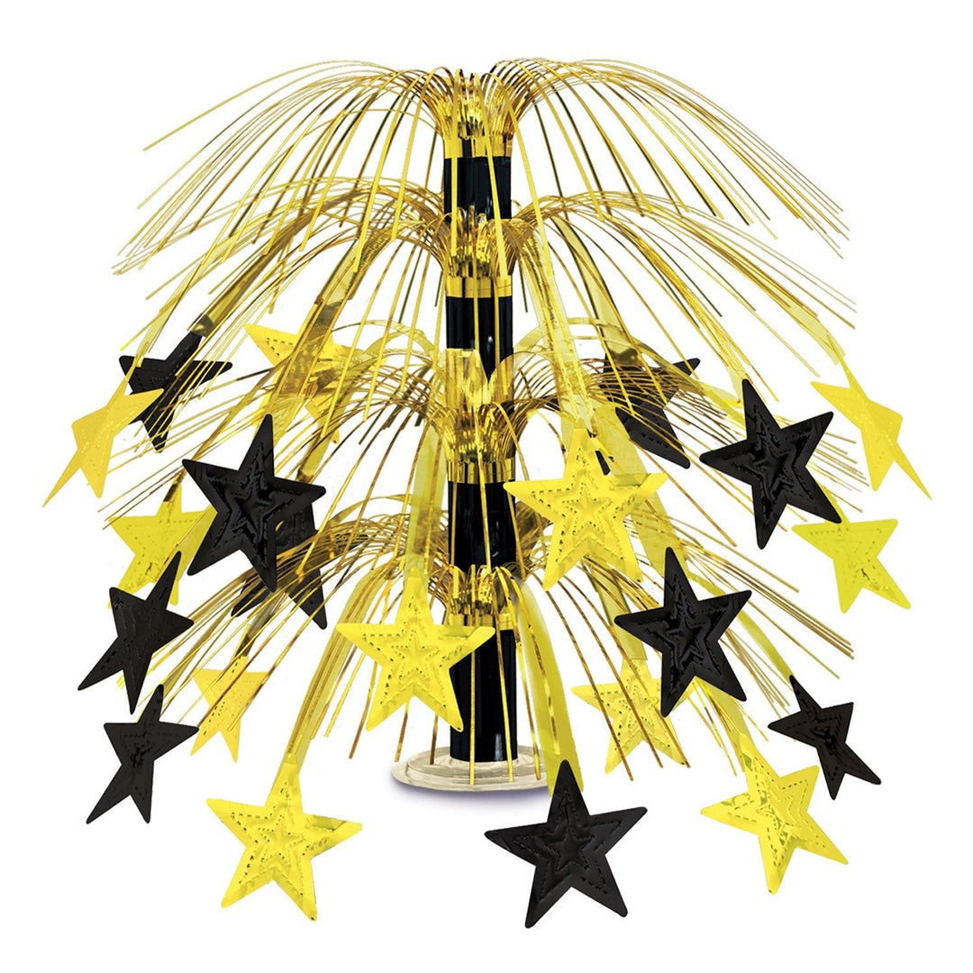 Beistle 18" Black & Gold Star Cascade Centerpiece (50553-BKGD)