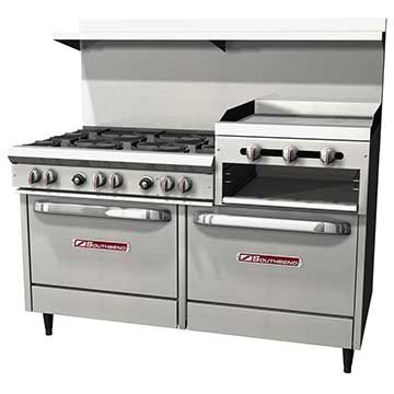 Southbend S60DD-2RR 60" 6 Burner Gas Range with Griddle/Broiler & 2 Standard Ovens