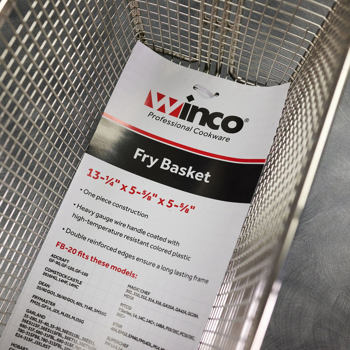 Winco FB-20 Standard Front Hook Fry Basket - Blue Handle