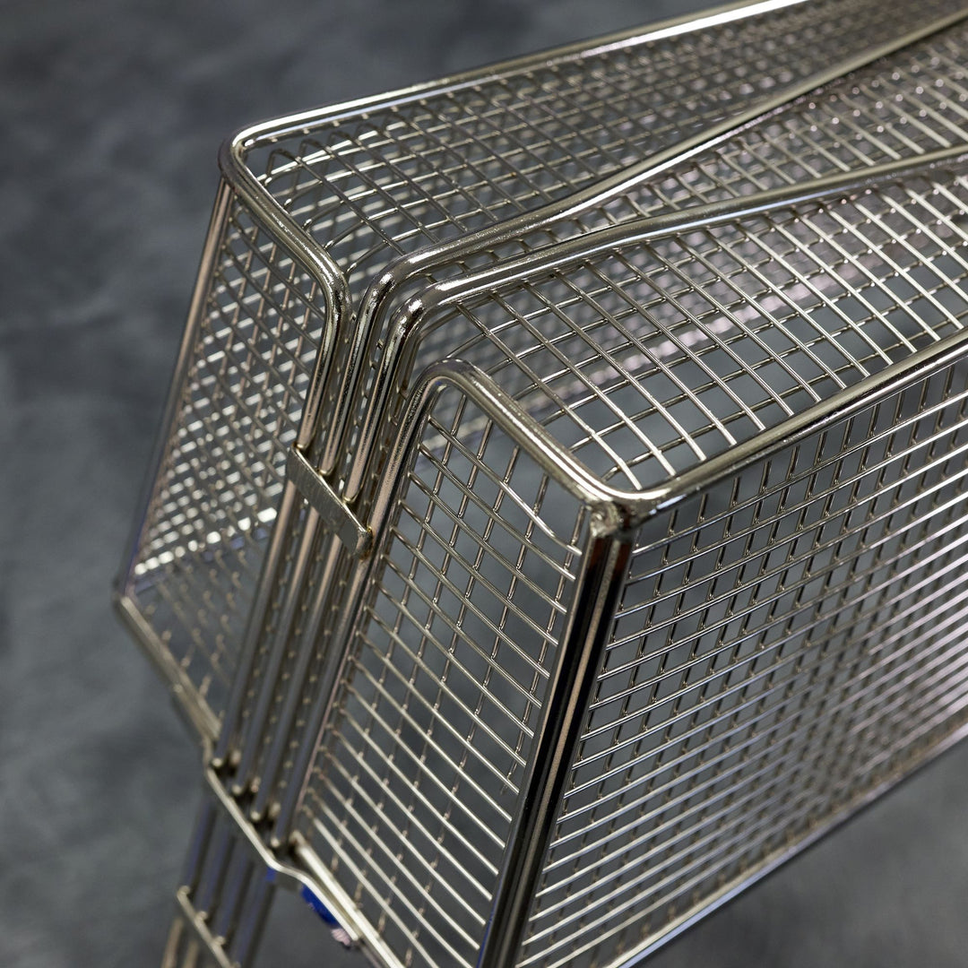 Winco FB-20 Standard Front Hook Fry Basket - Blue Handle