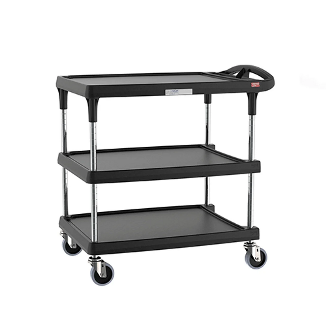 Metro MY1627-34BL myCart Plus Series 3-Shelf Height-Adjustable Utility Cart, Black