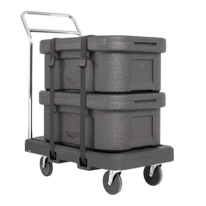 Vollrath 1694 33.5" Flatbed Utility Dolly in Dark Gray with Casters and Straps