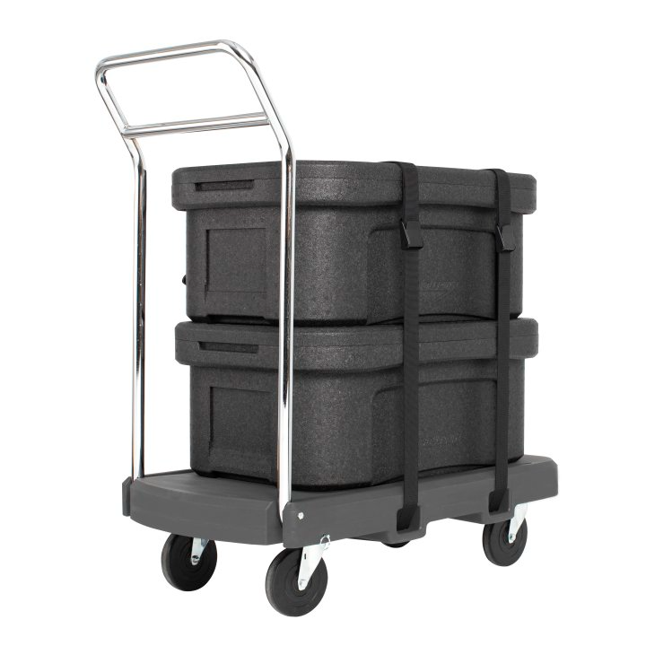 Vollrath 1694 33.5" Flatbed Utility Dolly in Dark Gray with Casters and Straps