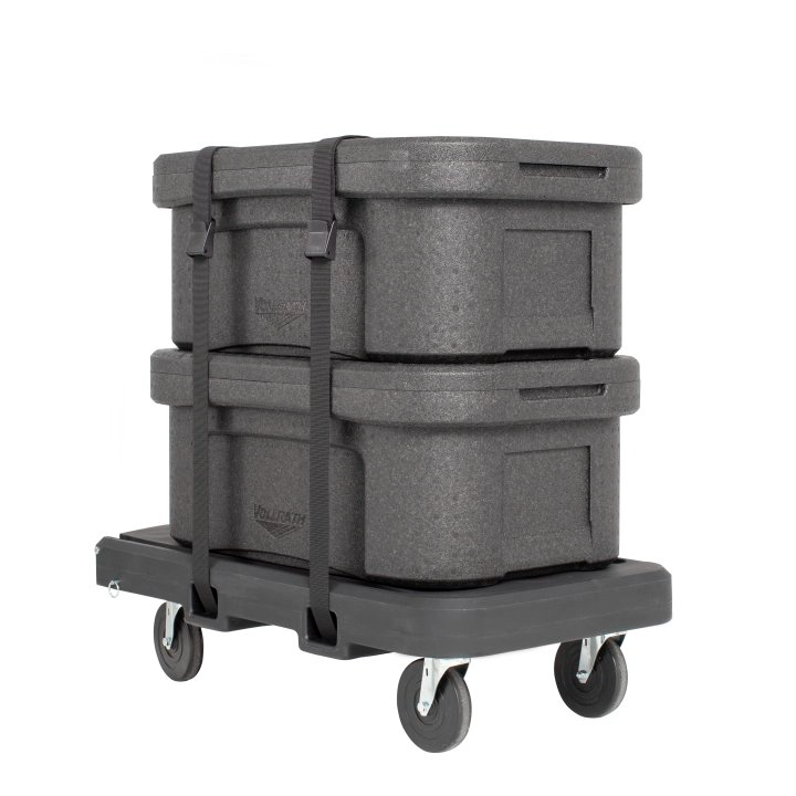 Vollrath 1694 33.5" Flatbed Utility Dolly in Dark Gray with Casters and Straps