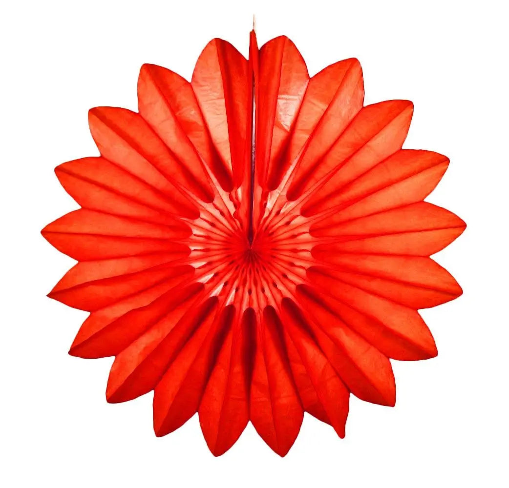 27" Flame Red Tissue Paper Fan
