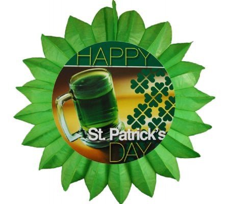 27" Green Happy St Patrick's Day/Beer Mug Tissue Fan (06023-003-080)
