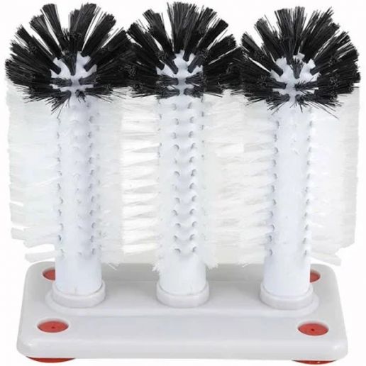Winco GWB-3 Manual Three Brush Glass Washer with Base