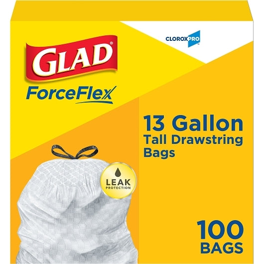 Glad 78526 13 Gallon Drawstring Tall Kitchen Bags