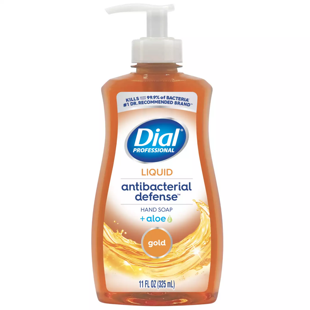 Dial Professional 1700035470 11 oz Antibacterial Defense Gold Liquid Hand Soap with Aloe