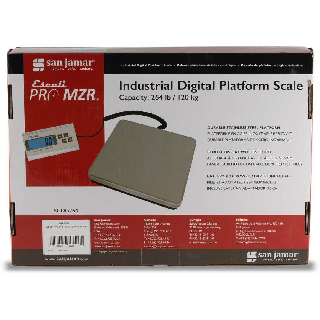 San Jamar SCDG264 264# x 2 Oz Escali Industrial Digital Platform Scale