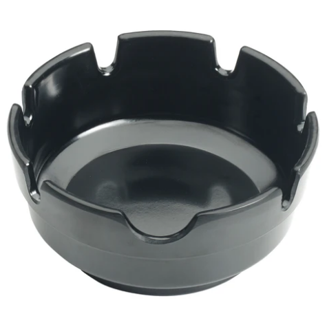 Winco MAS-4K 4" Black Plastic Stackable Ashtray