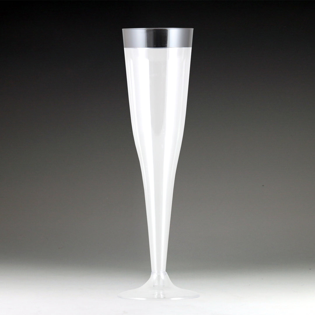 Maryland Plastics RU49905SVR 5 oz Regal Ultra Champagne Flute with Silver Rim