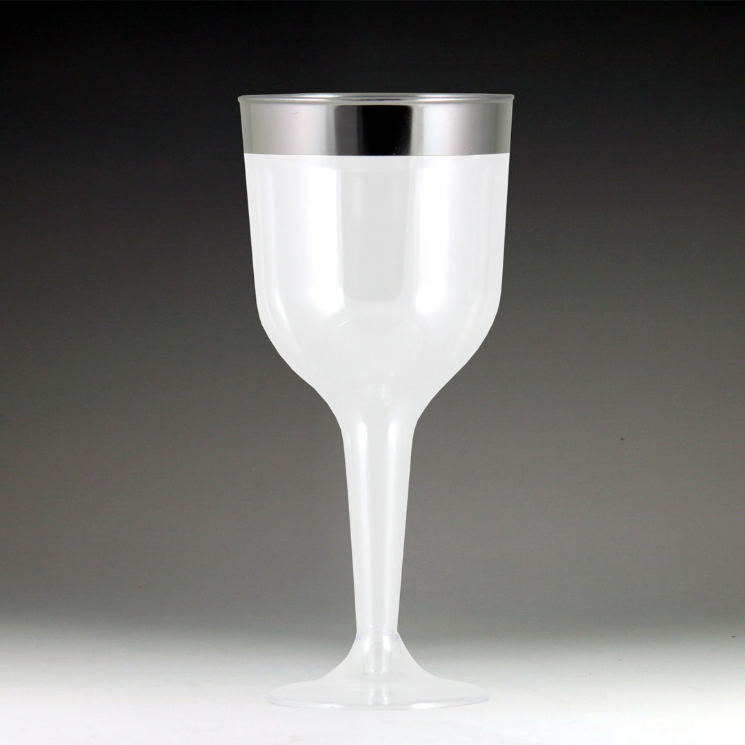 Maryland Plastics RU49906SVR 10 oz. Regal Ultra Wine Glass with Silver Rim