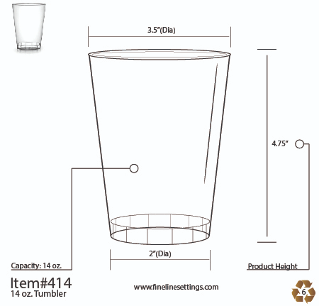 Fineline 414-CL 14 oz Clear Plastic Tumbler