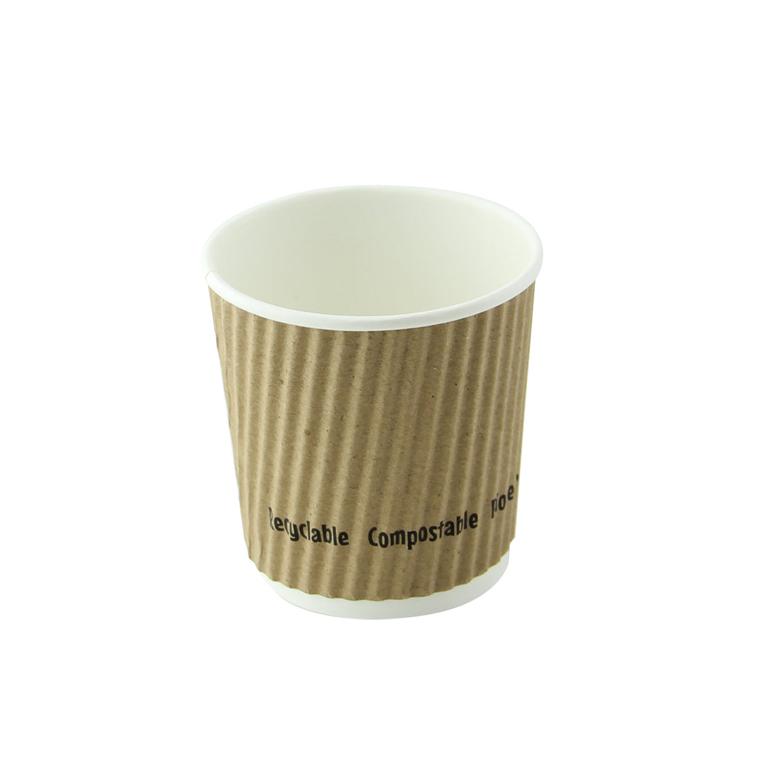 PacknWood 210GCRPLA4K Compostable Rippled Kraft 4 oz Cup